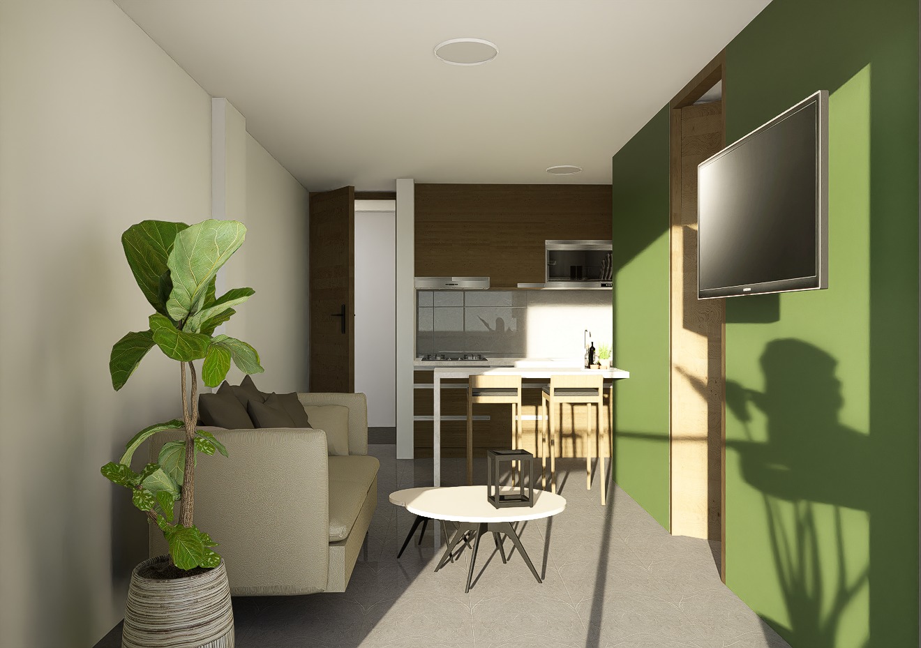 Apartaestudio en obra gris